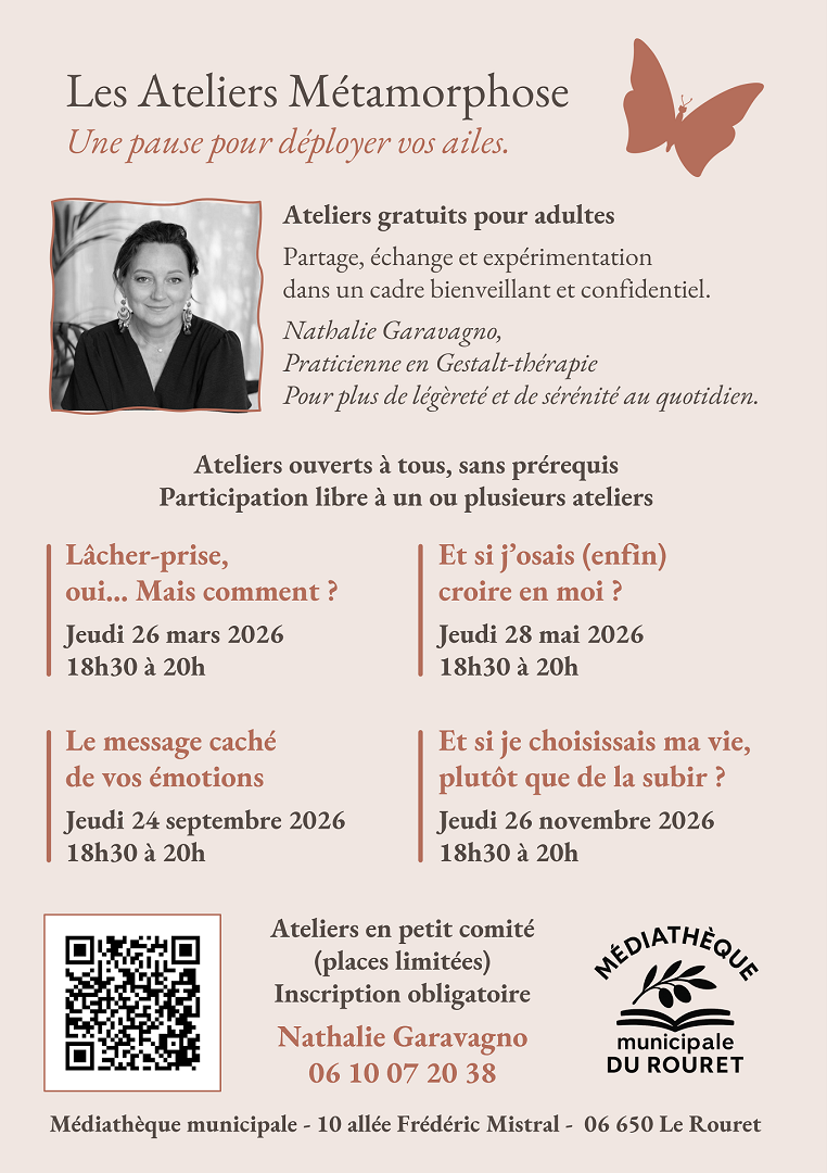 Médiathèque Rouret_Les Ateliers Métamorphose 2026_flyer