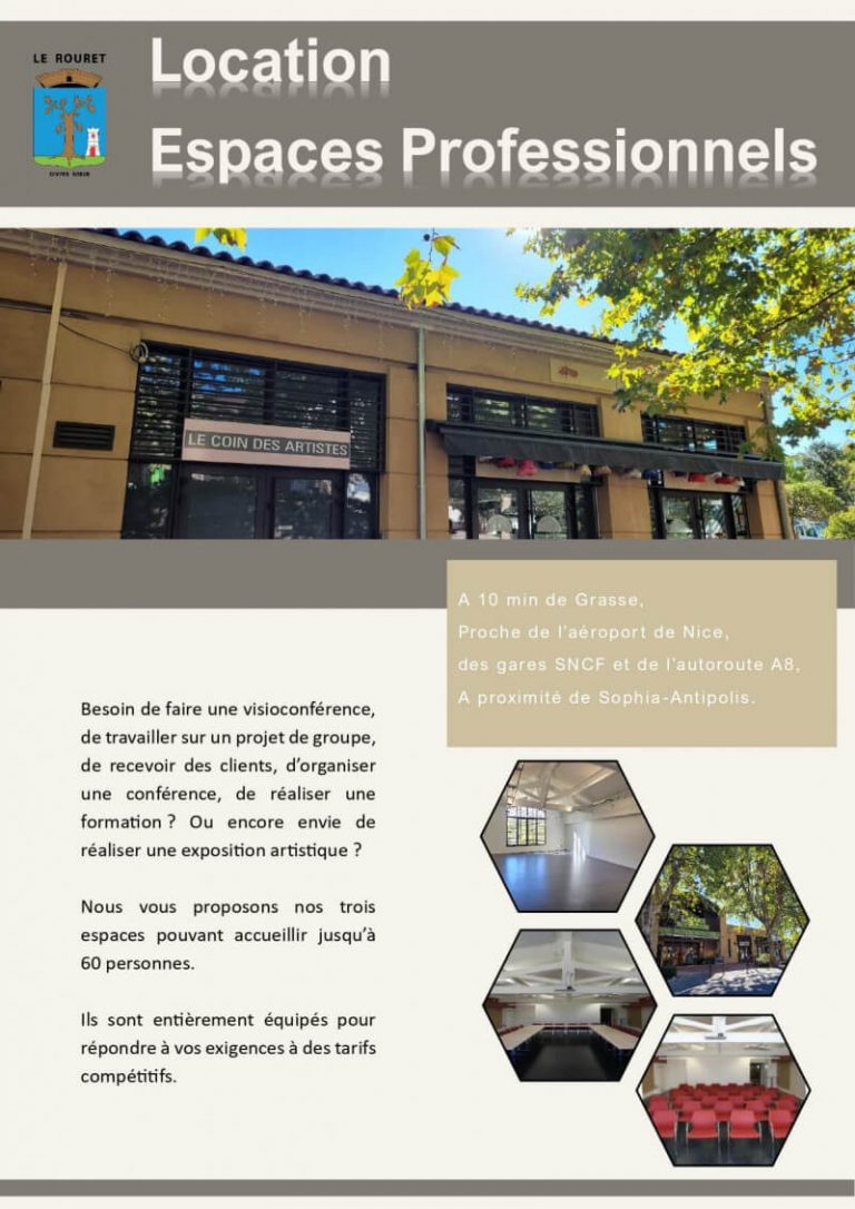 Flyer verso location salle professionnelle au Rouret